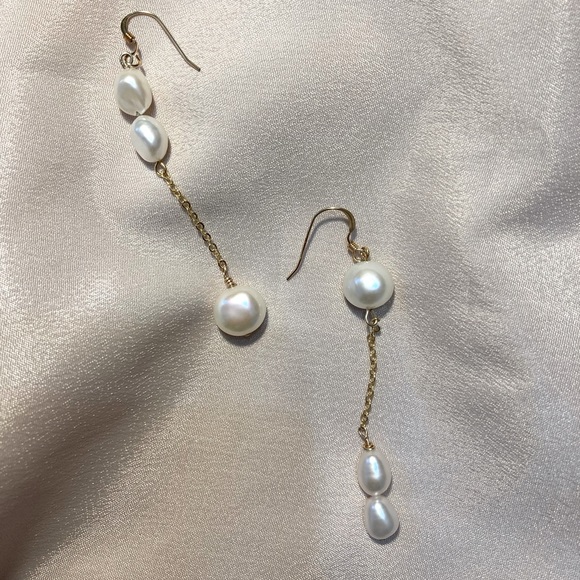 Handmade earrings- Pearl earrings, Fresh water pearls, baroque style - Picture 3 of 3